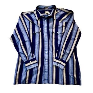 Outlaw Western Wear striped long-sleeve pearl snap button-up shirt size 2X Big